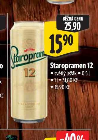   Staropramen 12 světlý ležák  0,5 l v akci