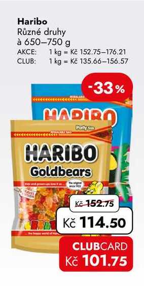 Haribo Různé druhy à 650-750 g