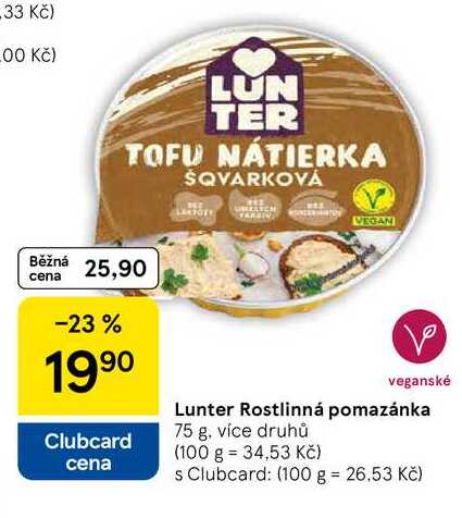 Lunter Rostlinná pomazánka, 75 g, více druhů