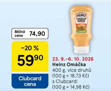 Heinz Omáčka, 400 g, více druhů