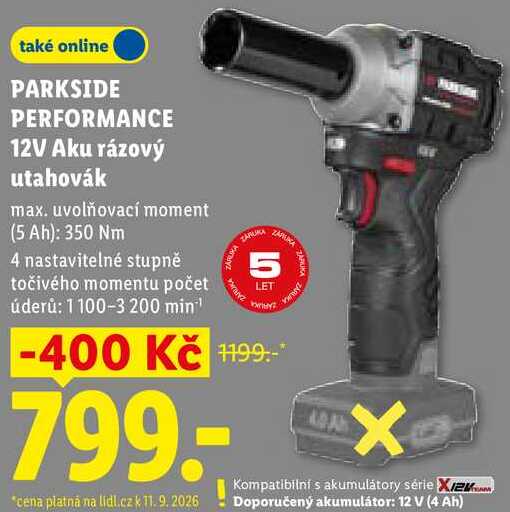 PARKSIDE PERFORMANCE 12V Aku rázový utahovák