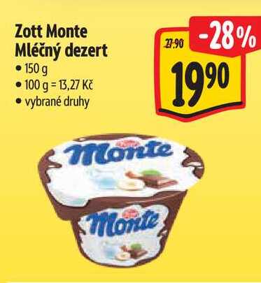 Zott Monte Mléčný dezert, 150 g