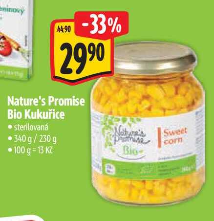 Nature's Promise Bio Kukuřice 340 g/230 g