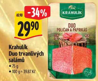 Krahulik Duo trvanlivých salámů, 75 g