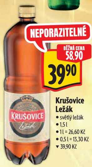 Krušovice Ležák, světlý ležák 1,51