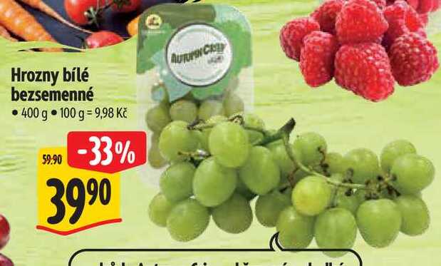 Hrozny bílé bezsemenné, 400 g