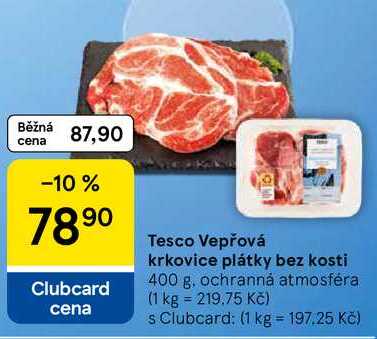 Tesco Vepřová krkovice plátky bez kosti, 400 g, ochranná atmosféra