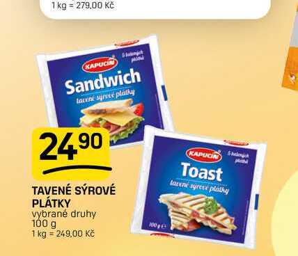 TAVENÉ SÝROVÉ PLÁTKY vybrané druhy 100 g