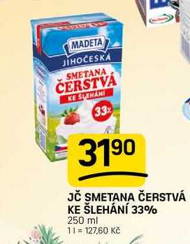 JČ SMETANA ČERSTVÁ KE ŠLEHÁNÍ 33% 250 ml