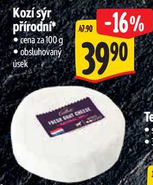 Kozí sýr přírodní, cena za 100 g
