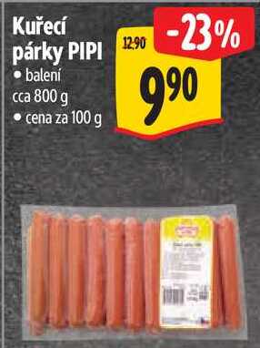 Kuřecí párky PIPI, balení cca 800 g