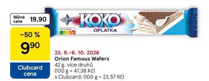 Orion Famous Wafers, 42 g, více druhů