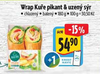 Wrap Kuře pikant & uzený sýr, 180 g