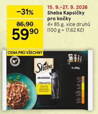 Sheba Kapsičky pro kočky, 4× 85 g, více druhů