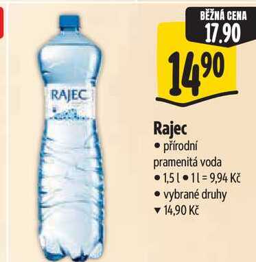 Rajec, přírodní pramenitá voda, 1,51