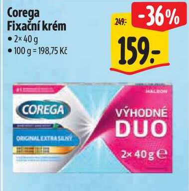 Corega Fixační krém, 2x 40 g