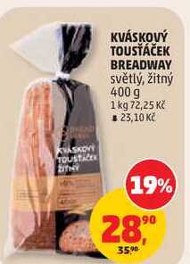 KVÁSKOVÝ TOUSŤÁČEK BREADWAY světlý, 400 g