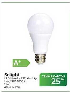 A+ Solight LED žárovka E27, klasický tvar, 12W, 3000K 12W