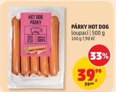 PÁRKY HOT DOG loupací, 500 g 