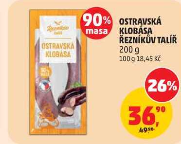 OSTRAVSKÁ KLOBÁSA ŘEZNÍKŮV TALÍŘ, 200 g