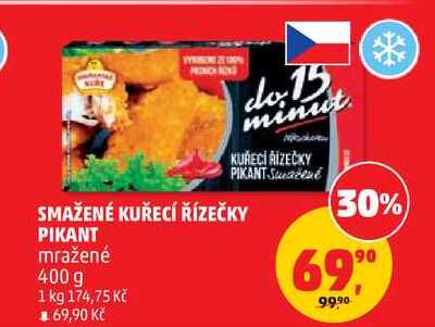 SMAŽENÉ KUŘECÍ ŘÍZEČKY PIKANT mražené, 400 g