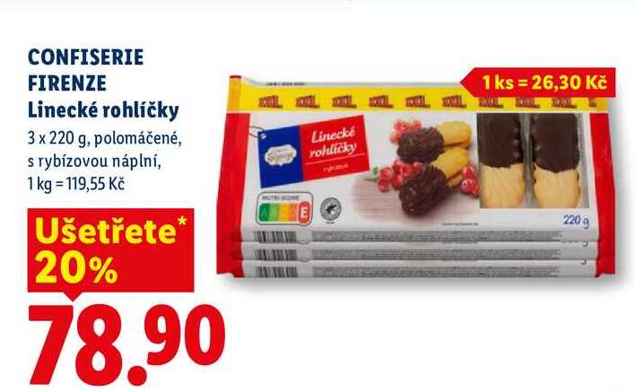 CONFISERIE FIRENZE Linecké rohlíčky, 3 x 220 g 
