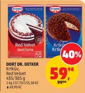 DORT DR. OETKER Krtkův, Red Velvet, 435/385 g