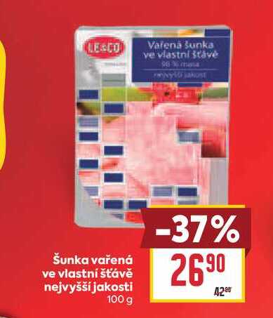 Šunka vařená ve vlastní šťávě nejvyšší jakosti 100 g