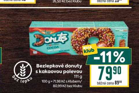 Bezlepkové donuty s kakaovou polevou 111 g 