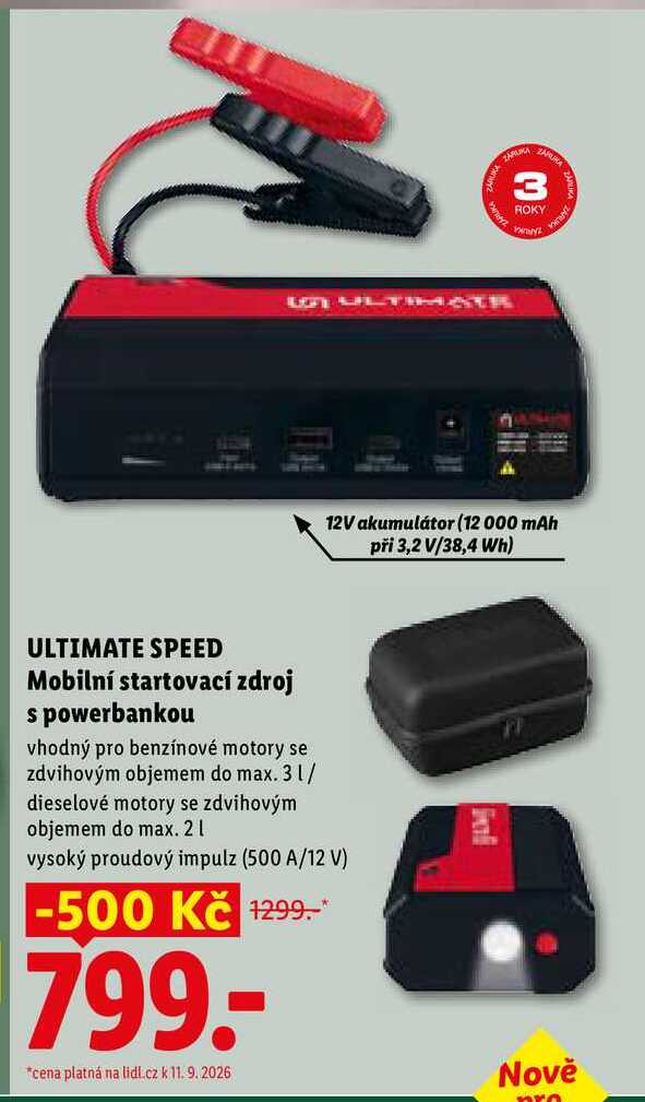 ULTIMATE SPEED Mobilní startovací zdroj s powerbankou