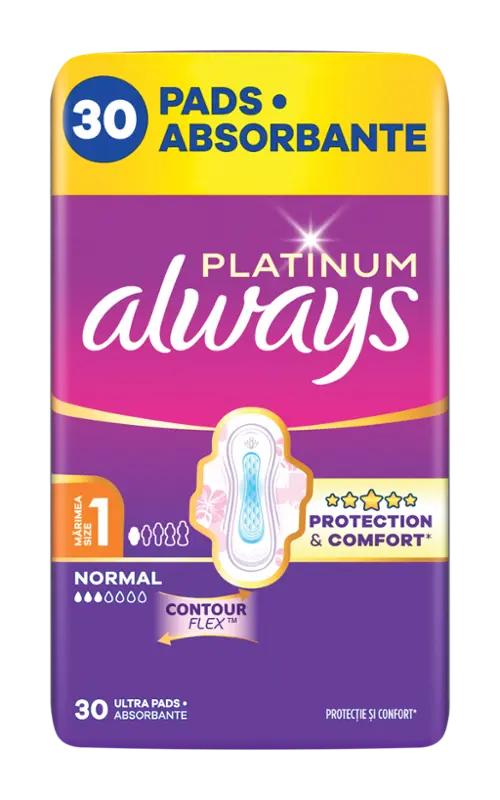 Always Hygienické vložky Platinum Normal s křidélky vel. 1, 30 ks