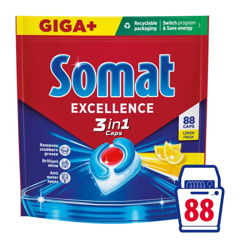 Somat Tablety do myčky Excellence 3v1 Lemon Fresh, 88 ks