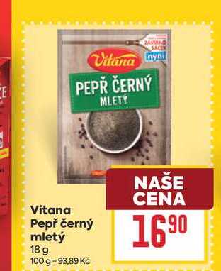 Vitana Pepř černý mletý 18 g  