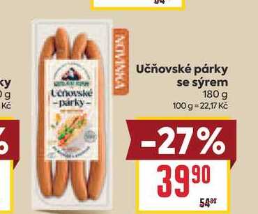Učňovské párky se sýrem 180 g