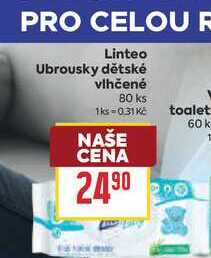 Linteo Ubrousky dětské vlhčené 80 ks