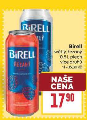 Birell světlý, řezaný 0,51, plech