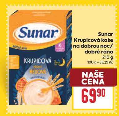 Sunar Krupicová kaše na dobrou noc/ dobré ráno 210 g