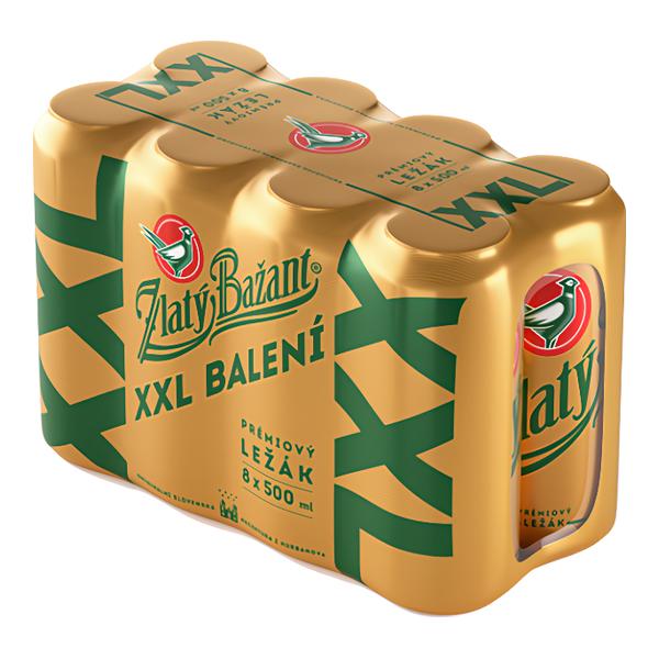 Zlatý Bažant Prémiový Ležák XXL plech, 8x500ml