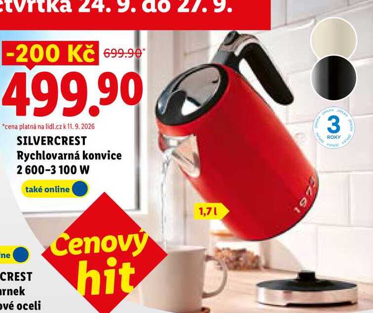 SILVERCREST Rychlovarná konvice 2 600-3 100 W