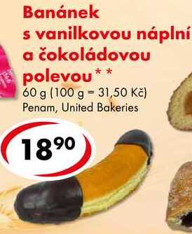 Banánek a s vanilkovou náplní čokoládovou polevou, 60 g