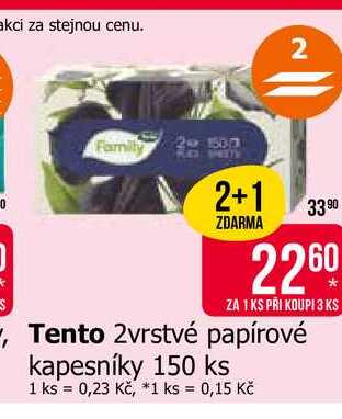 Tento 2vrstvé papírové kapesníky 150 ks