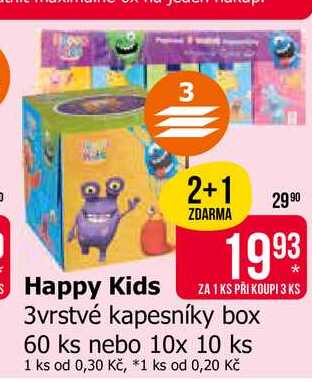 Happy Kids 3vrstvé kapesníky box 60 ks