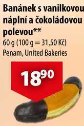 Banánek s vanilkovou náplní a čokoládovou polevou, 60 g 