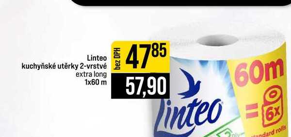 Linteo kuchyňské utěrky 2-vrstvé extra long 1x60 m