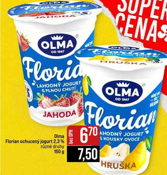 Olma Florian ochucený jogurt 2,3% různé druhy 150 g