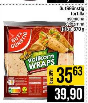 Gut&Günstig tortilla pšeničná celozrnná (6 ks) 370 g
