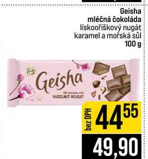 Geisha mléčná čokoláda lískooříškový nugát karamel a mořská sůl 100 g