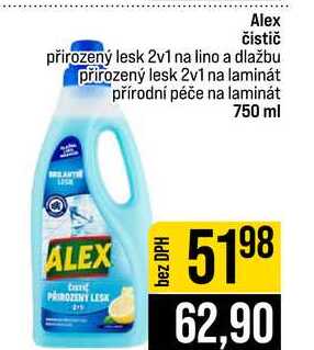 Alex čistič přirozený lesk 2v1 na lino a dlažbu přirozený lesk 2v1 na laminát přírodní péče na laminát 750 ml