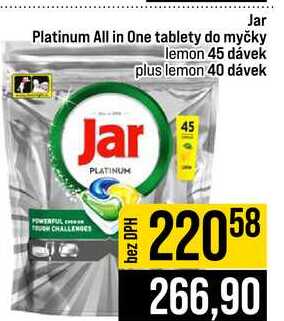 Jar Platinum All in One tablety do myčky lemon 45 dávek plus lemon 40 dávek