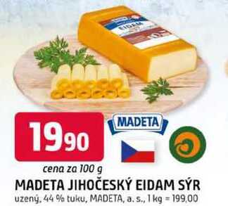 MADETA JIHOČESKÝ EIDAM SÝR uzený. 44% tuku 100g